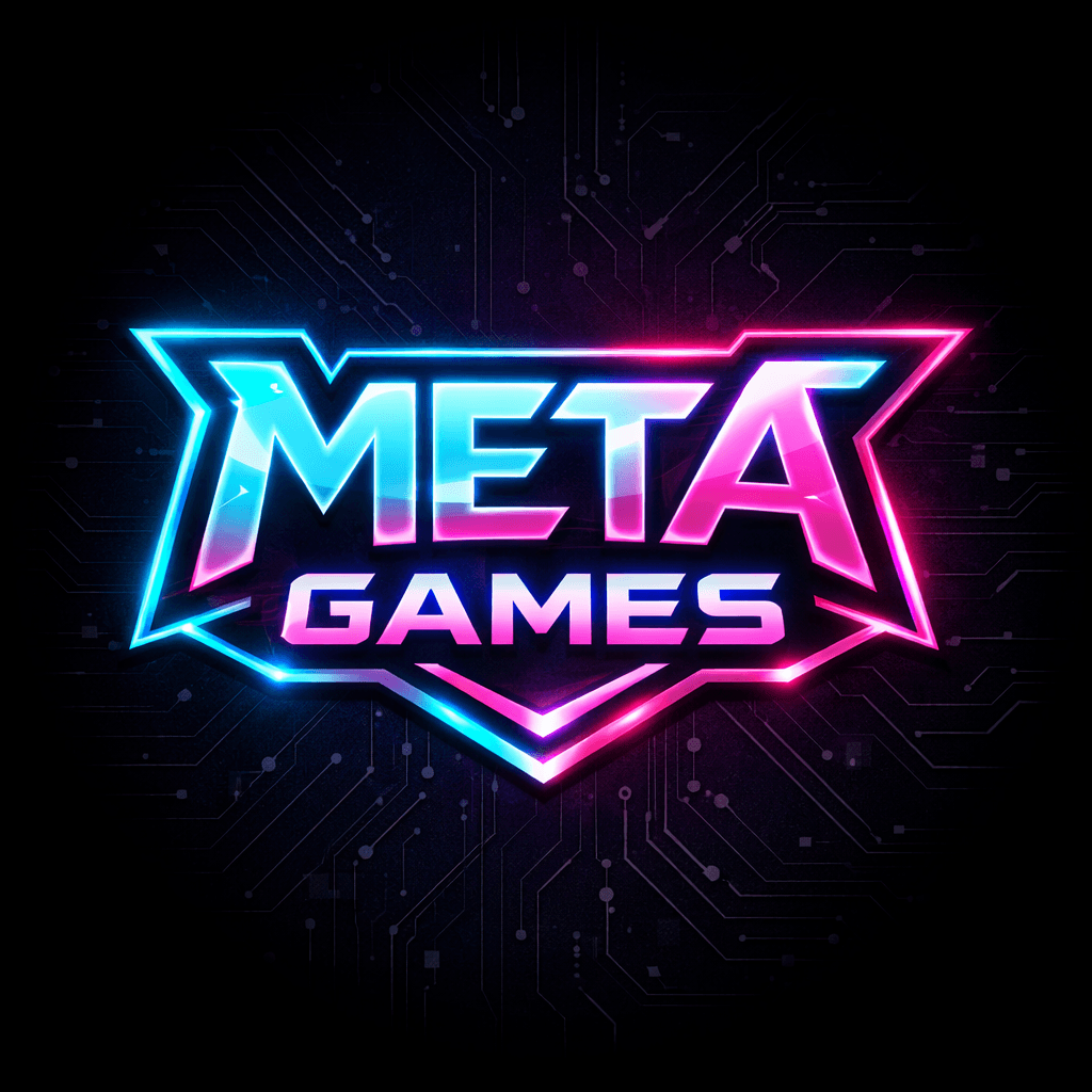 Neon cyberpunk gaming logo with glowing effects