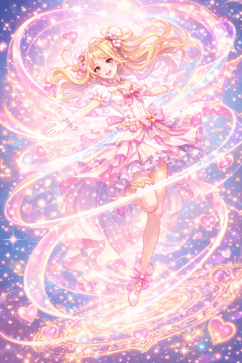 magical girl transformation sequence anime AI art prompt