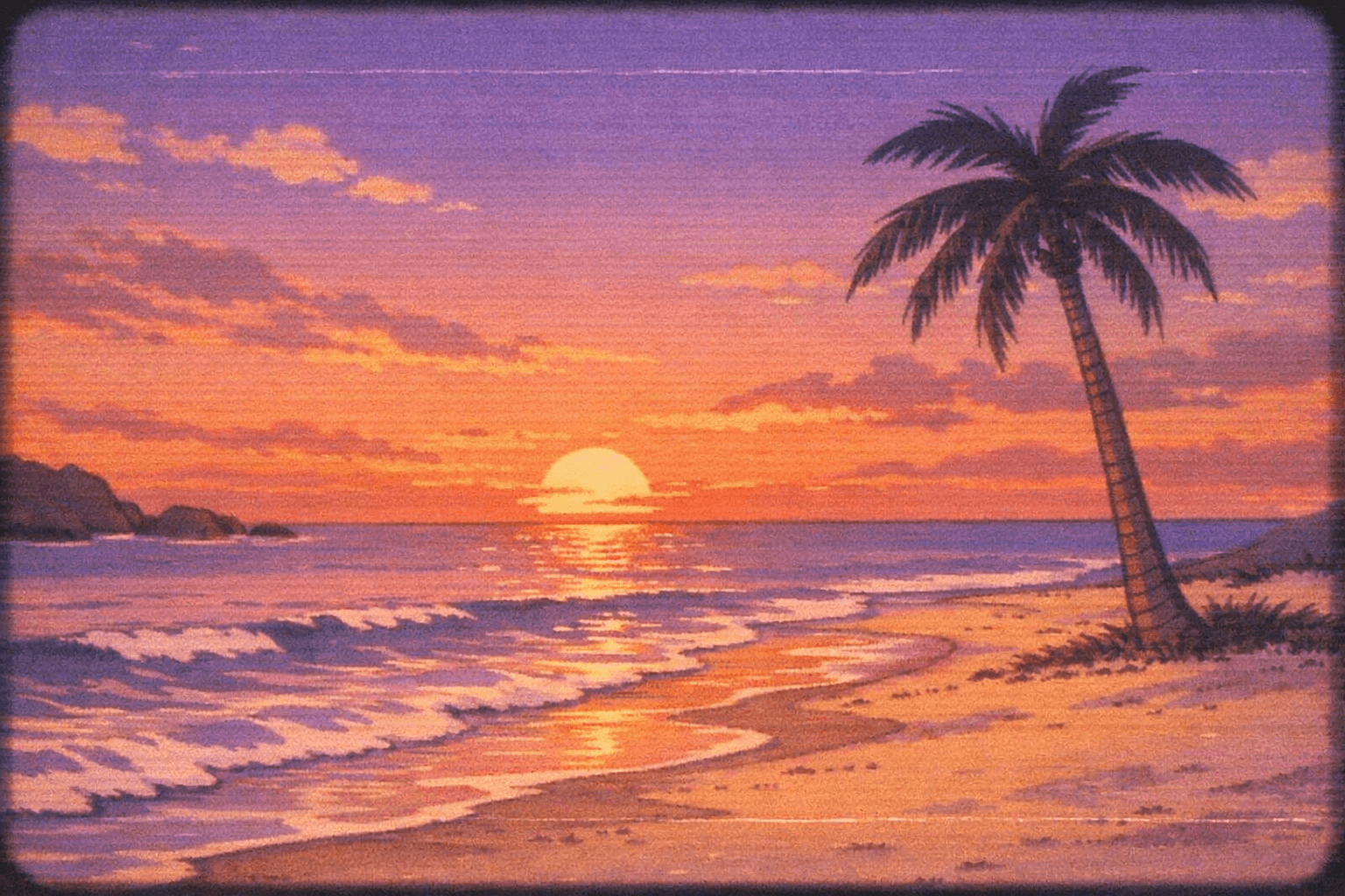 Retro 90s Aesthetic - Summer Beach Sunset
