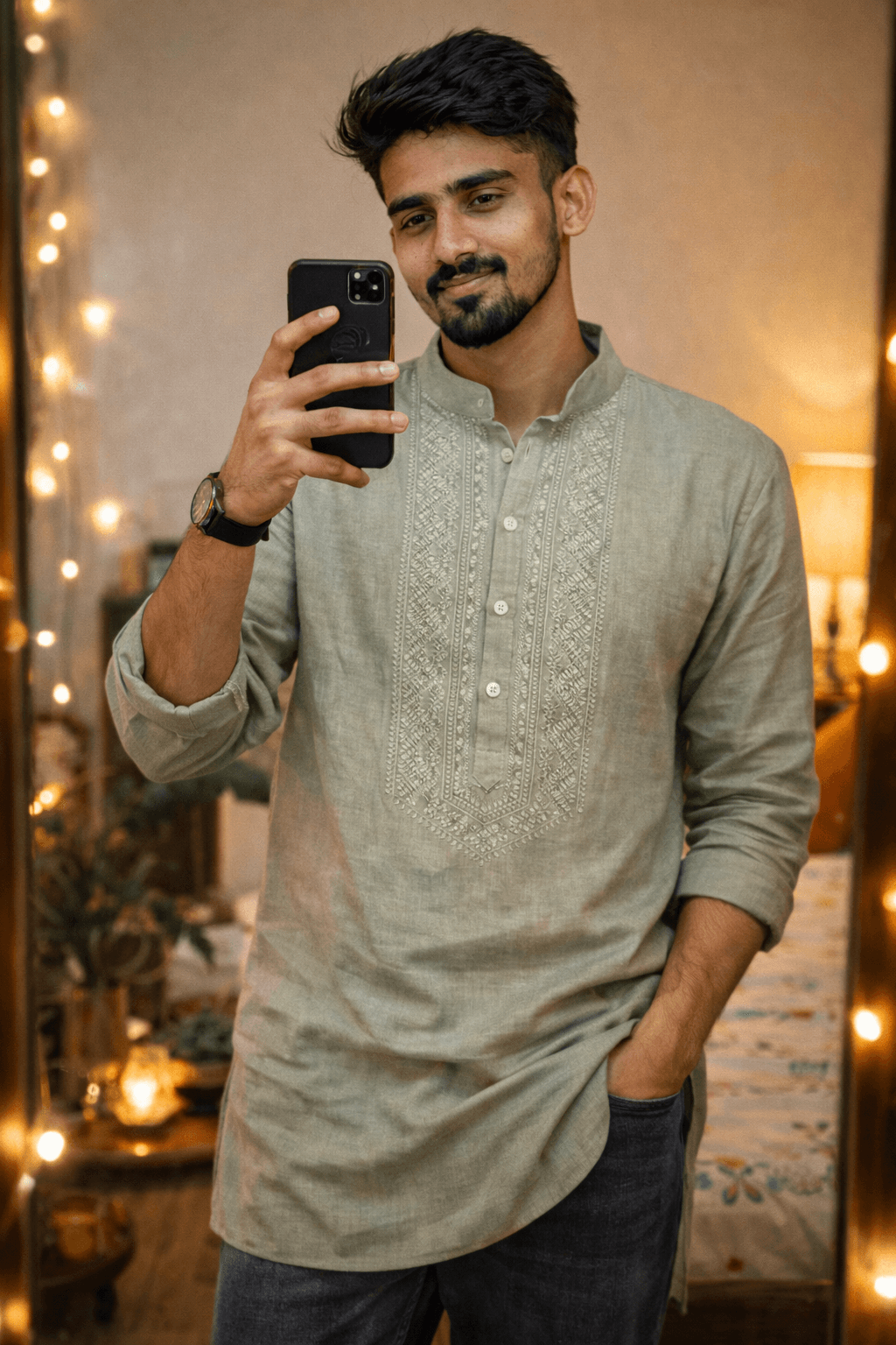 Mirror Selfie Ethnic Home - Authentic Casual