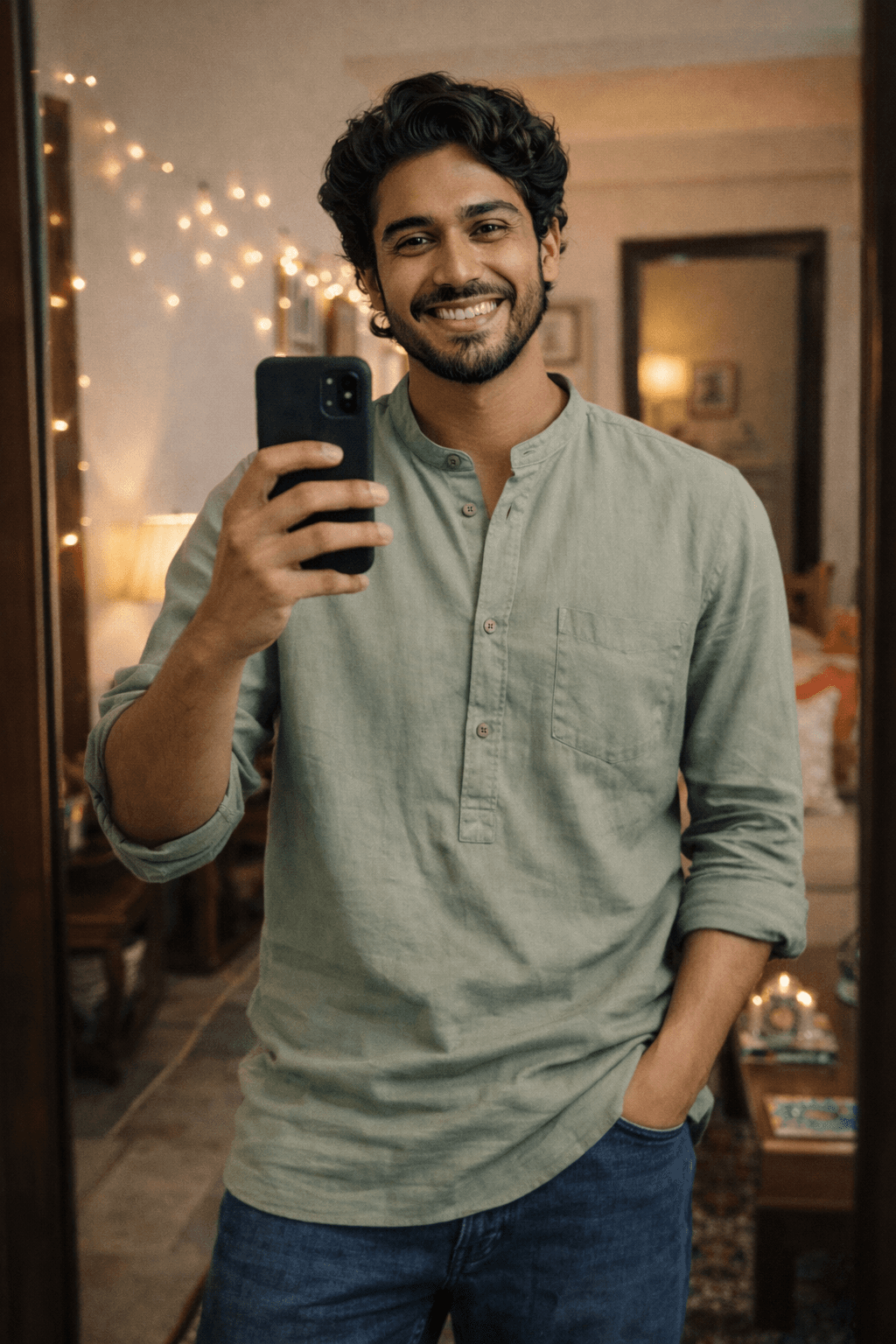 Mirror Selfie Ethnic Home - Authentic Casual