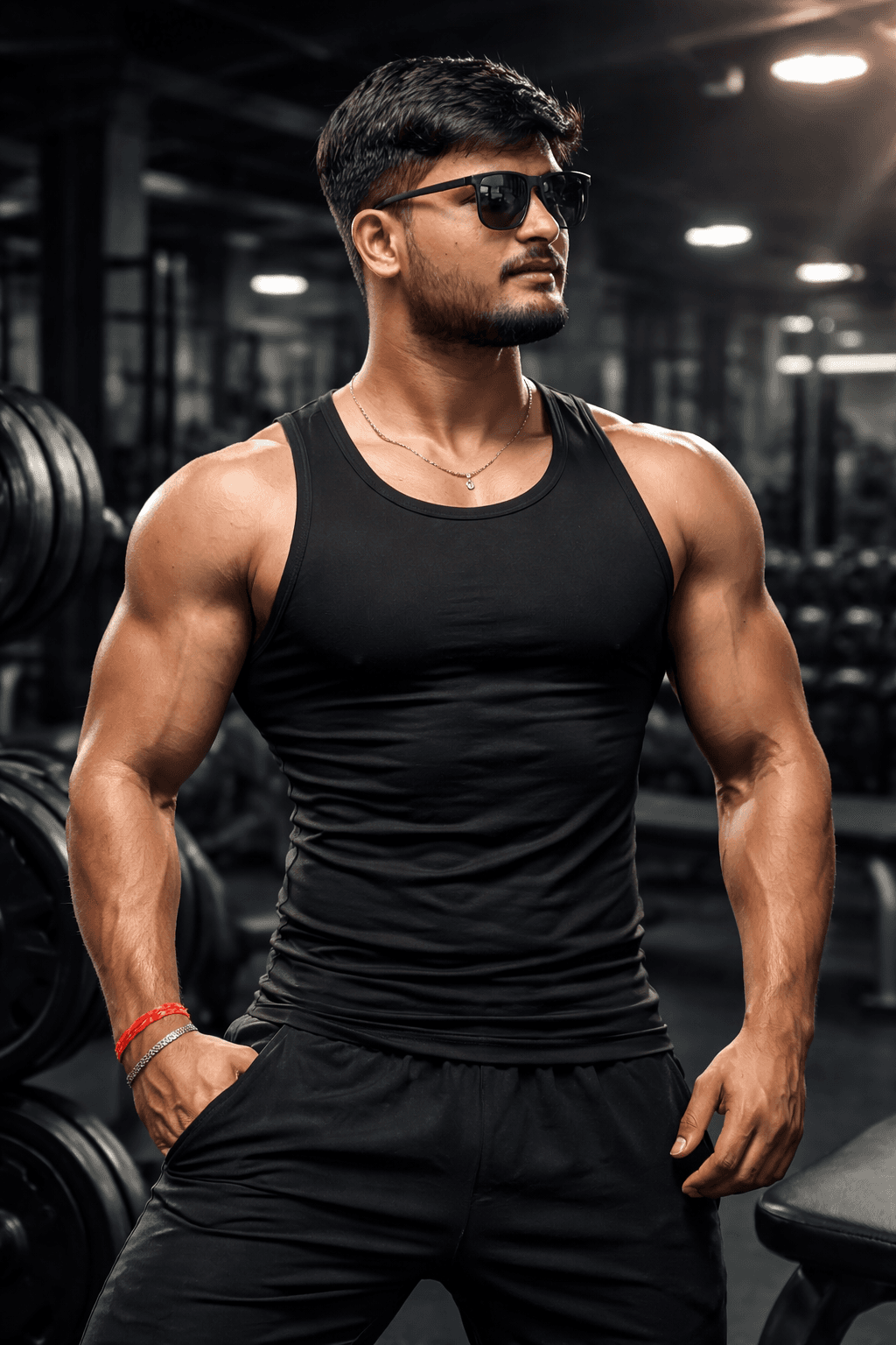 fitness athletic gym portrait motivational image prompt